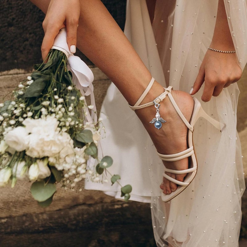 Drogomen Store Something Blue Gift for Bride, Something Blue Bridal Bouquet Charm Guardian Angel Garter Charm for Bride on Wedding Day Bridal Shower Gifts for Daughter Wedding Bridal Party Decors - Image 5
